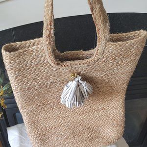 India Hicks Jute Bag w/Leather Tassels